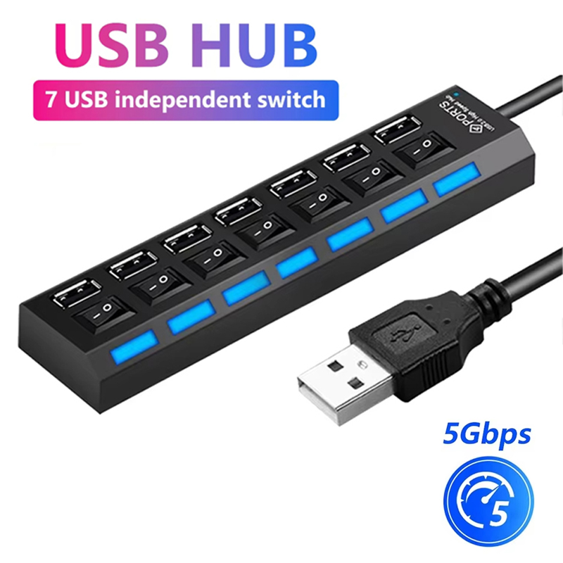 Laptop Office Accessories - 7-портовый USB 2.0-хаб-разветвитель для ноутбуков и
